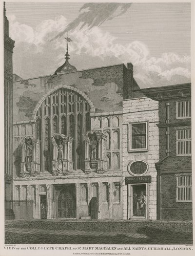 Ansicht der Kollegiatkapelle St. Mary Magdalen und All Saints, Guildhall, London von Robert Blemell Schnebbelie